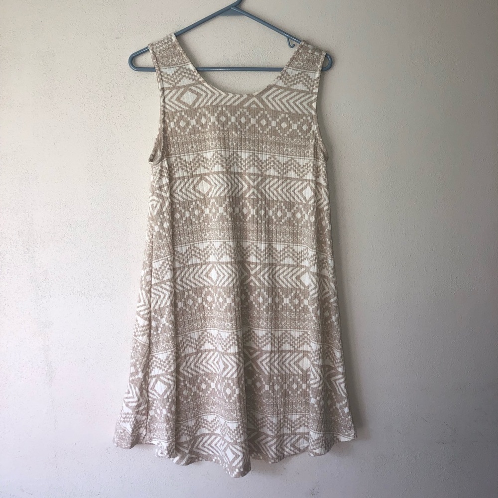 Beige and White patterned Dress